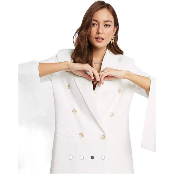 NWOT Asos Design Textured Single Breasted Blazer White Ivory Split Sleeve Size 4 - Picture 5 of 10